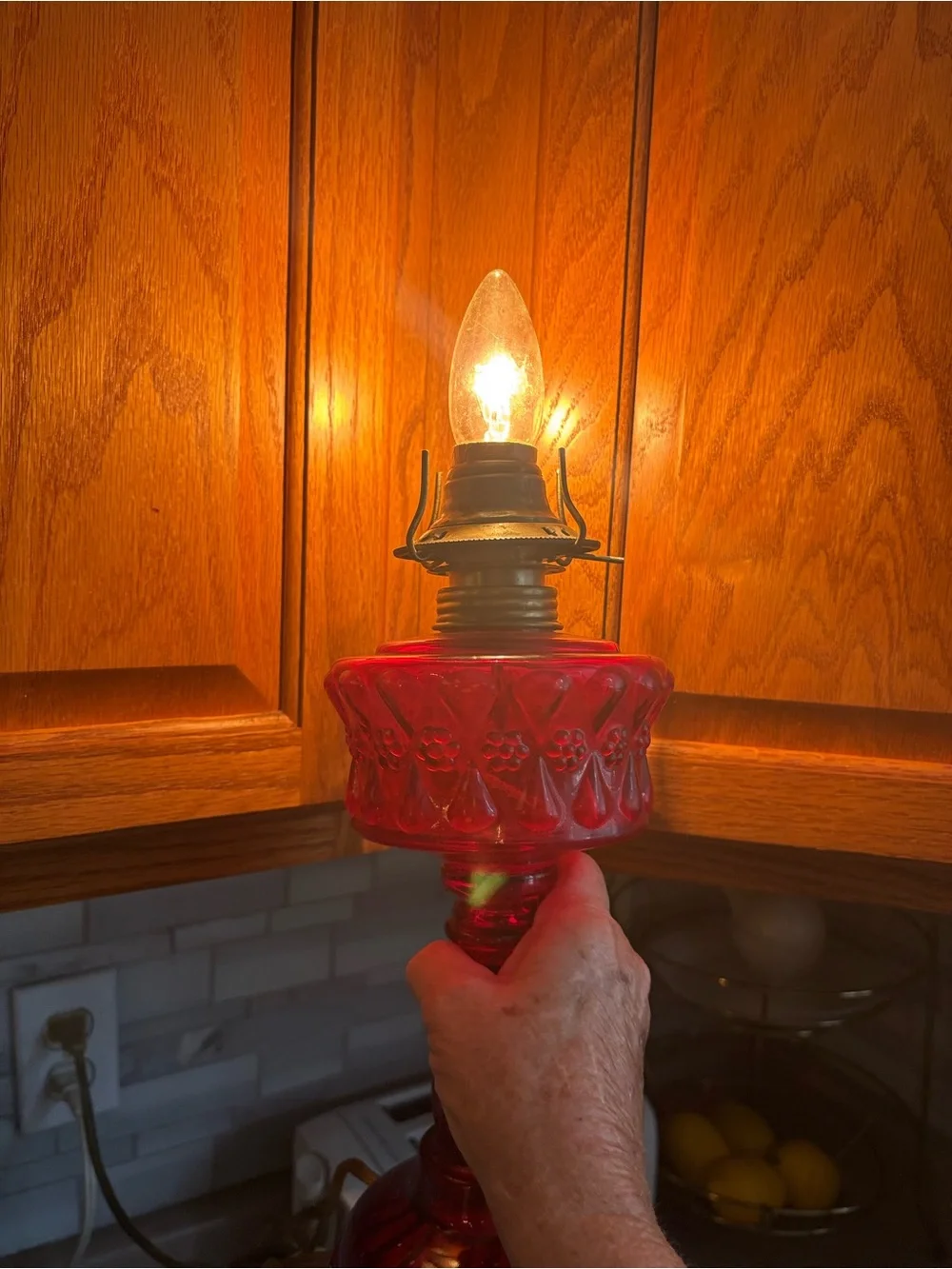 Vintage Ruby Red Glass Table Lamp - electric Elegant Ruby Accent